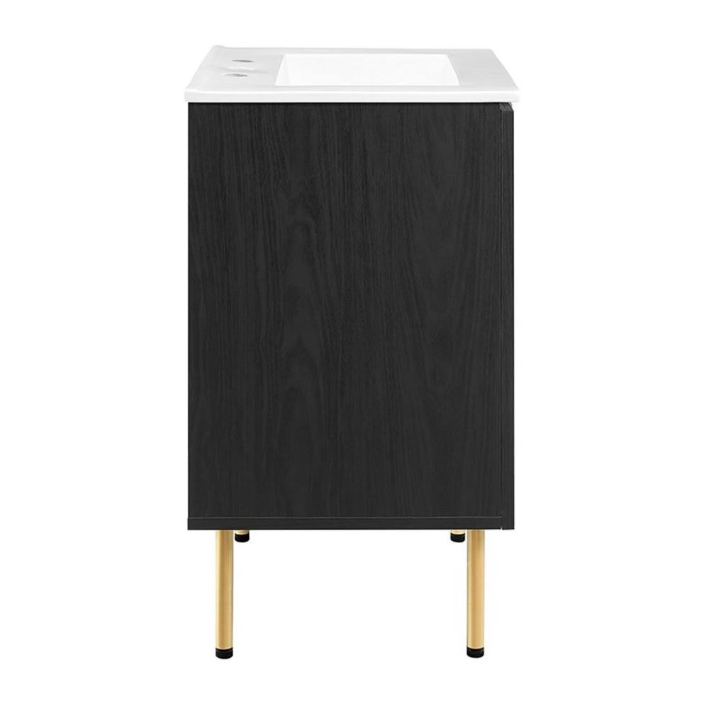 Modway Chaucer 24″ Wood & Rattan Bathroom Vanity in Black/White
