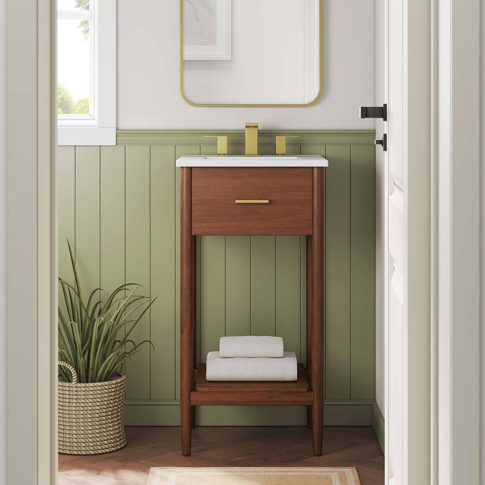 Zaire 18″ Bathroom Vanity Cabinet (Sink Basin Not Included) in Walnut