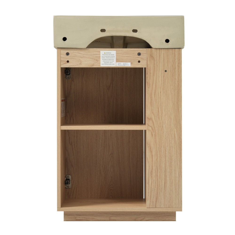 21.6″ Freestanding Bathroom Vanity w/Ceramic Sink, Wood Grain Cabinet,Storage