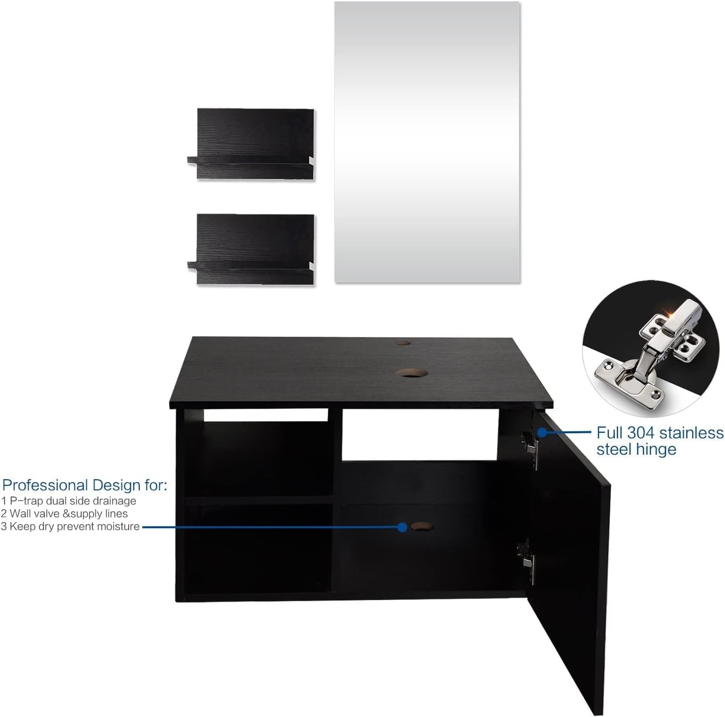 28” Bathroom Vanity Cabinet Vessel Sink Wall Mounted Floating Storage Organizer