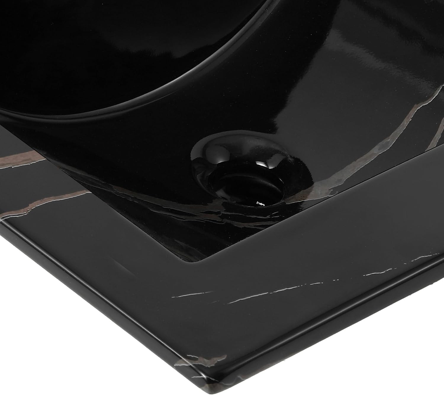 Elegant 20″ Rectangular Black Marble Ceramic Vanity Sink Top – Timeless Design