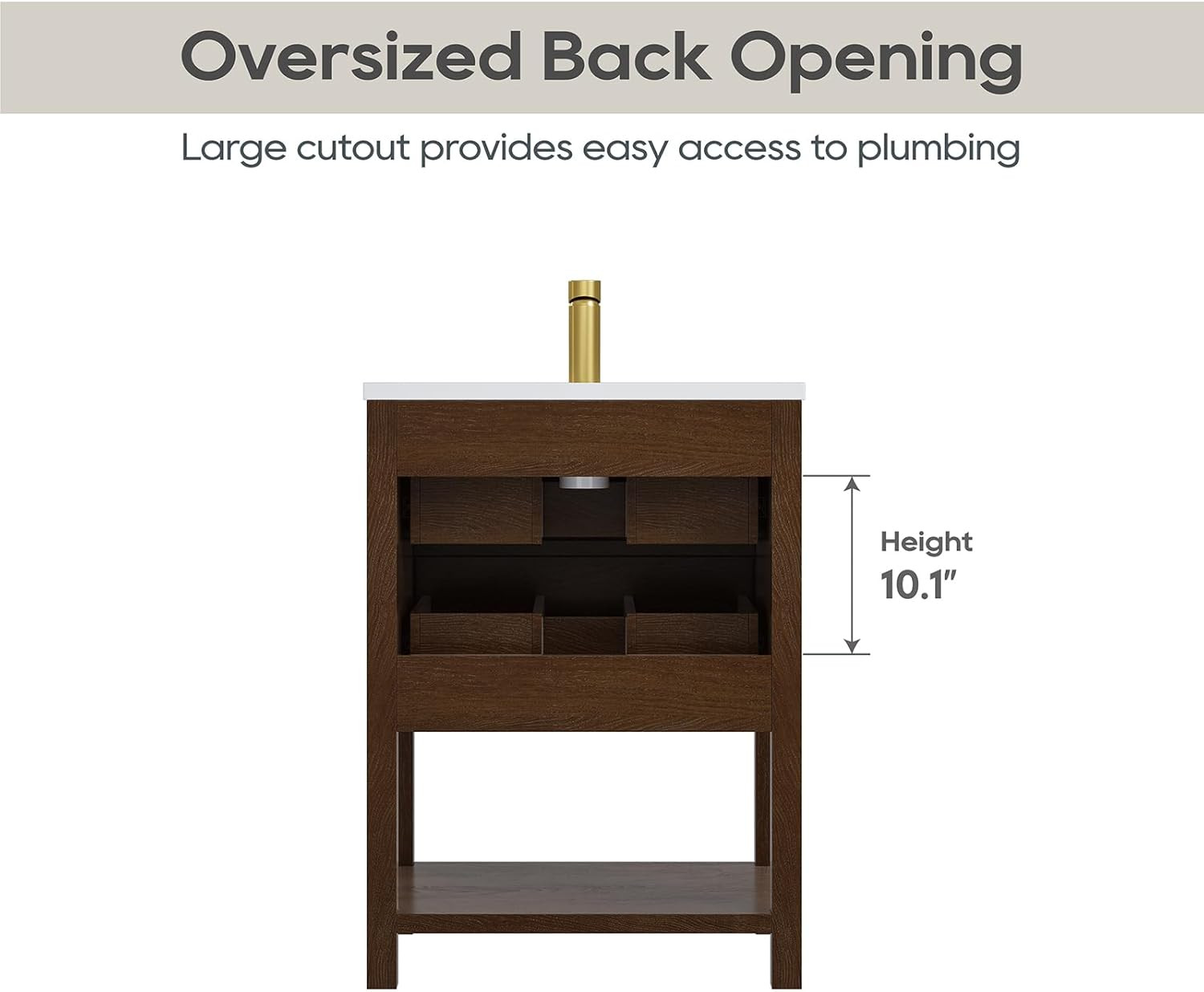 24 Inch Bathroom Vanity with Sink, Farmhouse Storage Cabinet with Drawers & Open