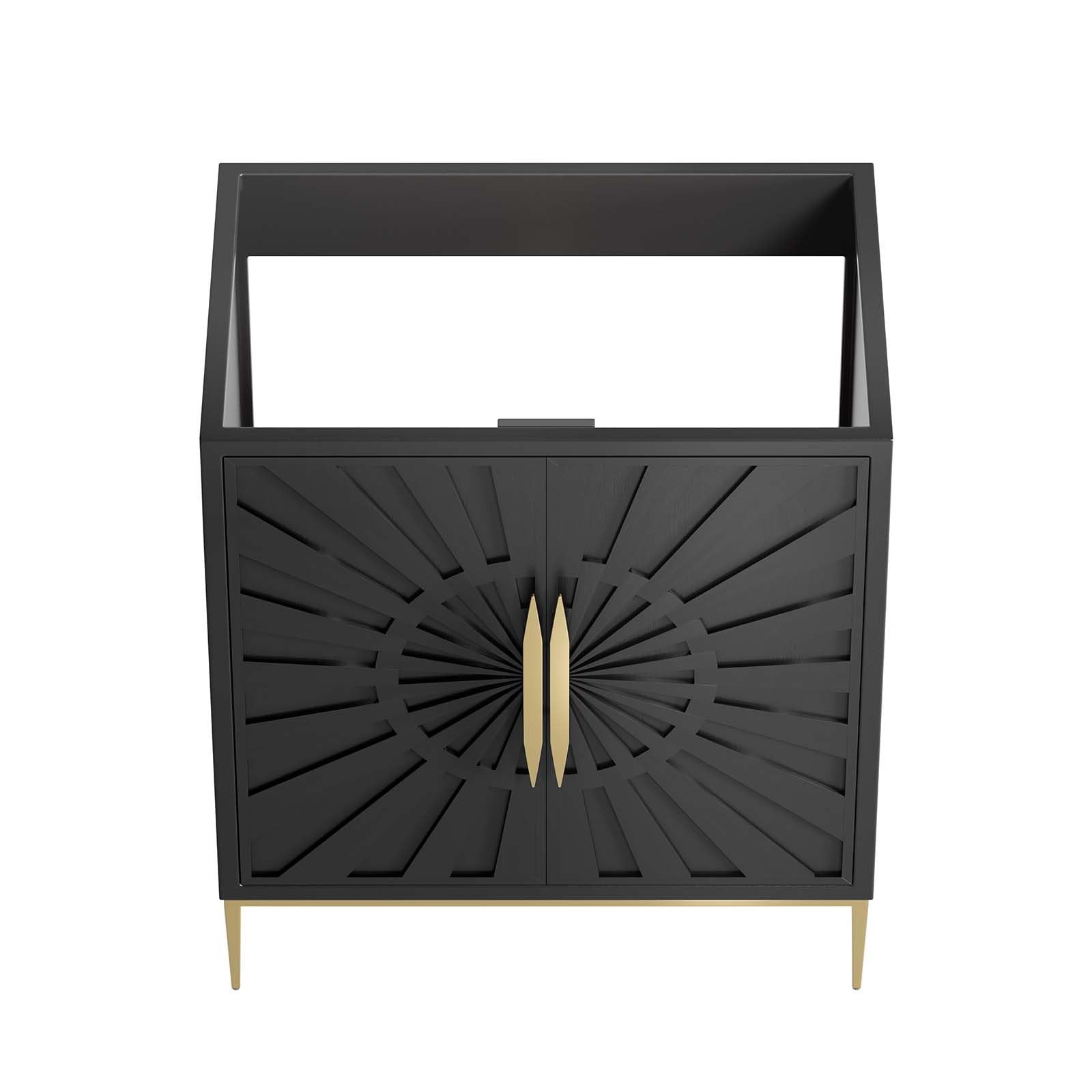 Modway Awaken 30″ Solid Wood and MDF Bathroom Vanity Cabinet in Black