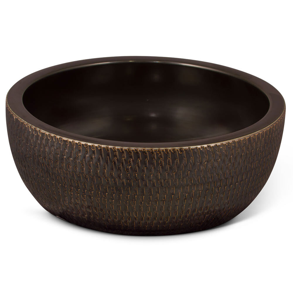 US Seller – 16in Black Textured Oriental Porcelain Basin
