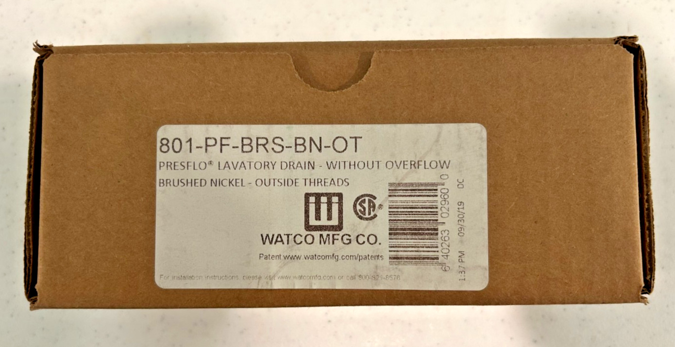 Watco 801-PF-BRS- BN-OT Lav Drain, 1-1/4″ W/OUT OVERFLOW New FREE SHIPPING