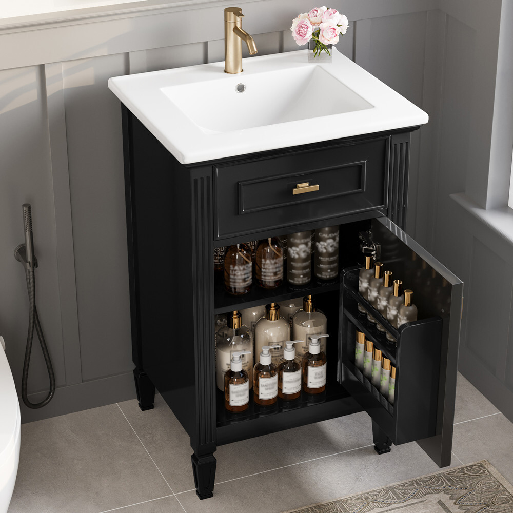 20″ Bathroom Vanity w/Sink, Freestanding Vanity Storage Cabinet, Shelves, Drawer