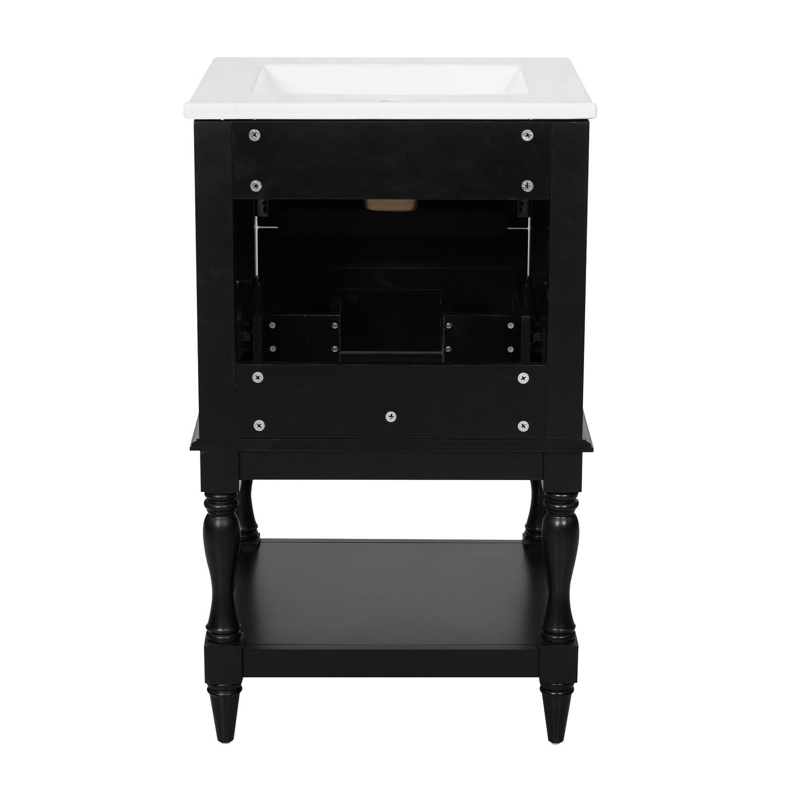FUNIDEE 20” Bathroom Vanity Set Storage Cabinet with Ceramic Sink Combo Black