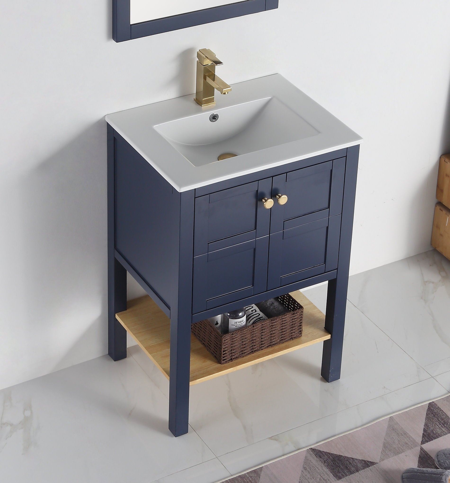 24 inch Arola Small Slim Narrow Navy Blue Bathroom Vanity – CL-208NB-24