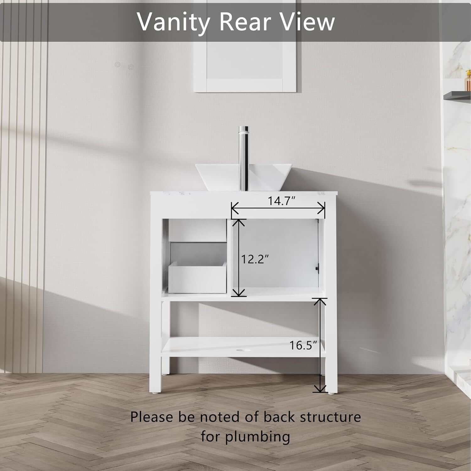 Goodyo 30″ Bathroom Vanity Sink Combo, Modern White Cabinet with Faucet, Mirror