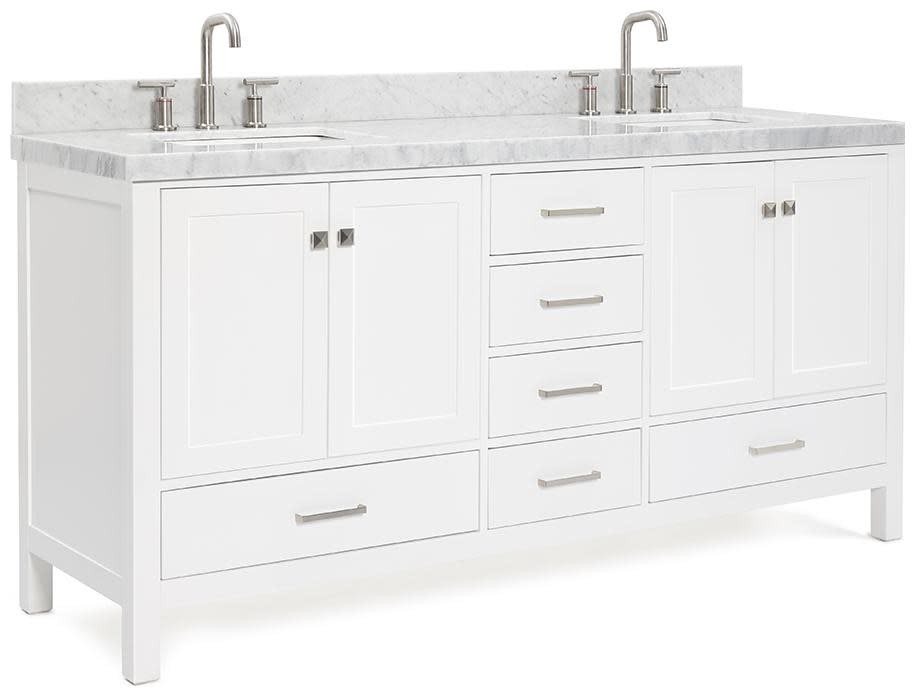 Ariel A072DCW5RVO Cambridge 72″ – White / Italian Carrara Marble Top / Brushed