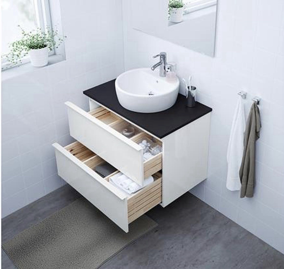 New IKEA GODMORGON Bathroom vanity 39 3/8” Wide high gloss white 803.440.94