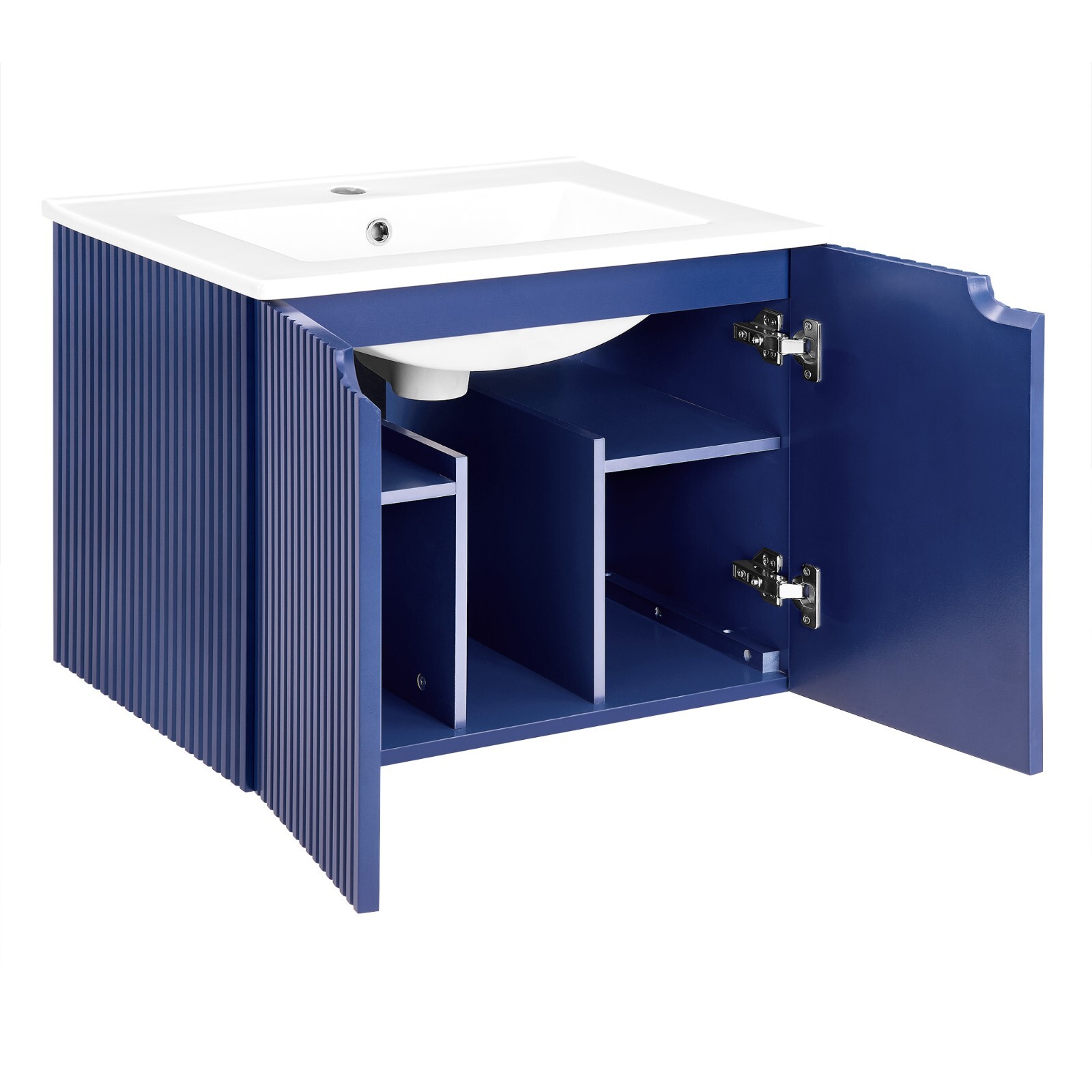 24″ Floating Wall Mounted Bathroom Vanity with White Porcelain Sink and Soft