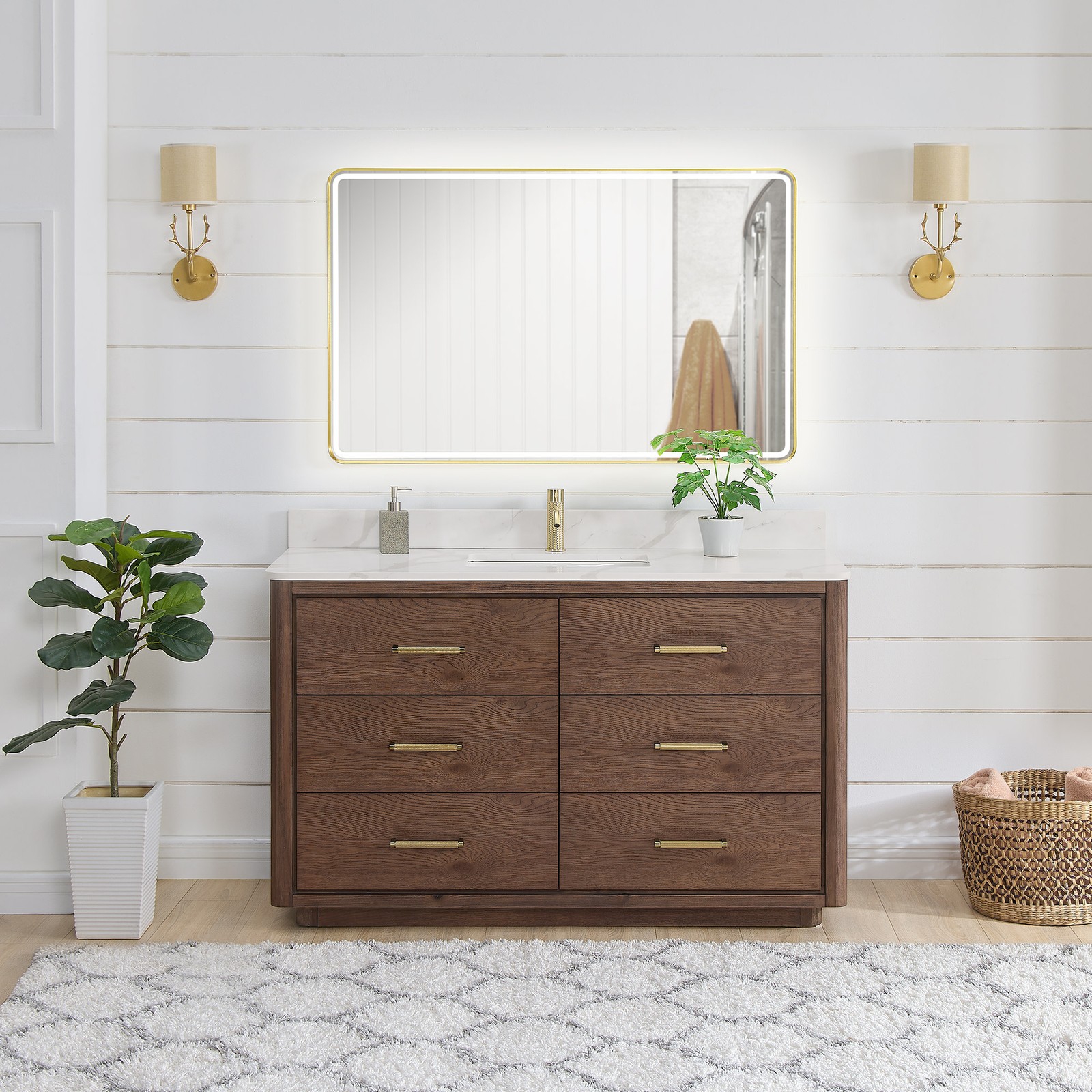 Miseno MV-706555 Porto 54″ – Aged Natural Oak / Fish Maw White