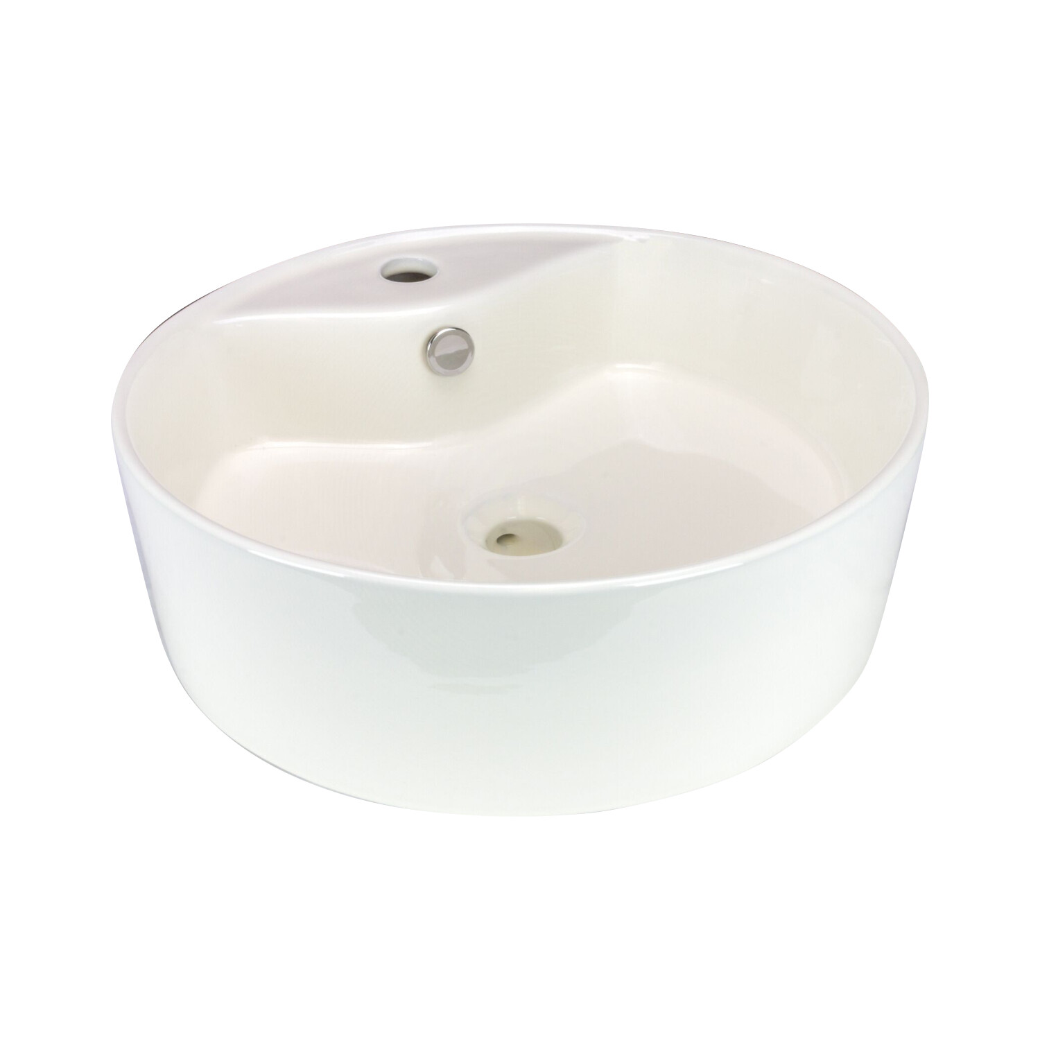 Rok Lagoon Round Shaped Vessel Bathroom Sink 18-1/8″ X 18-3/8″ Ivory Porcelain