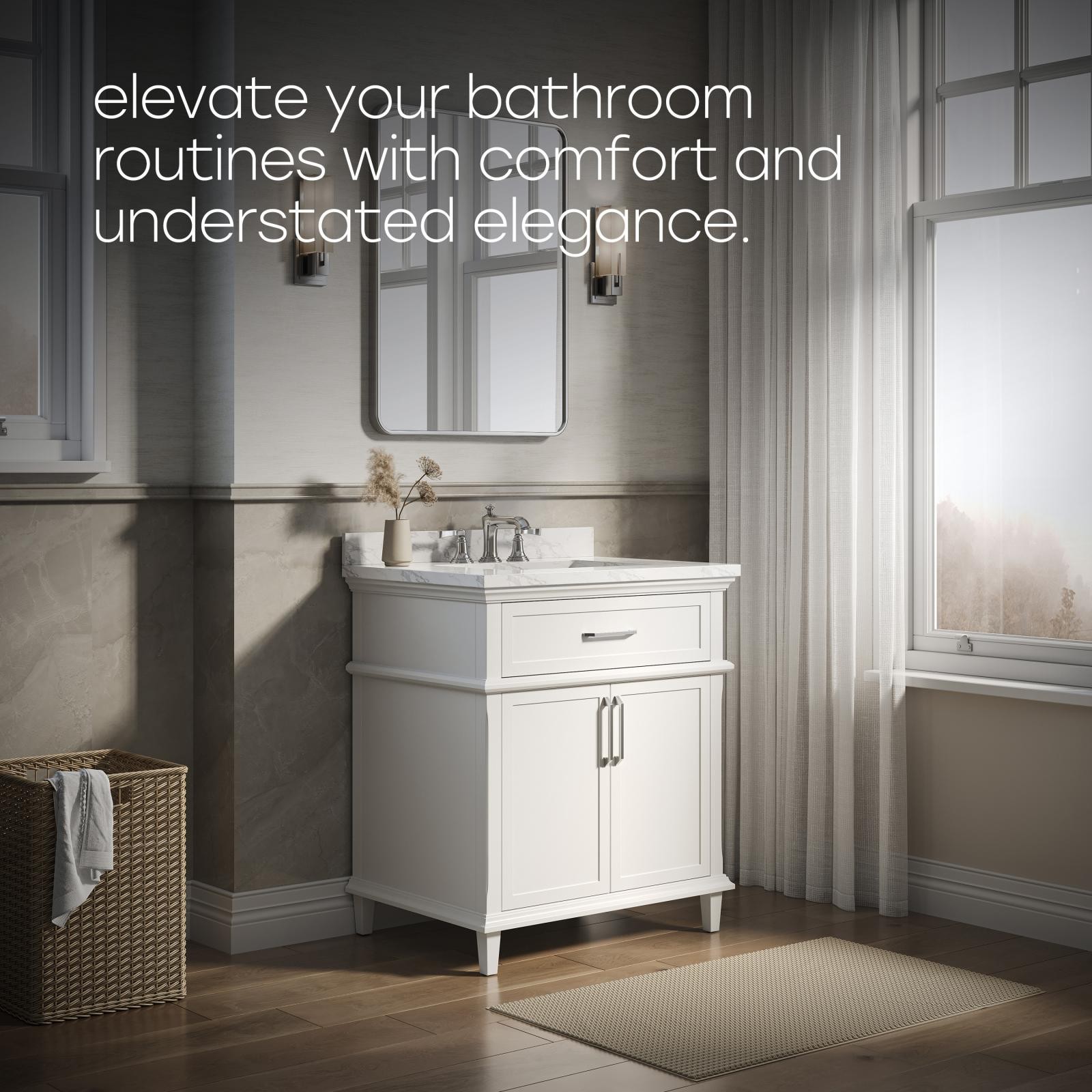 HOROW 30” Bathroom Vanity with Undermount Basin Freestanding Storage Cabinet