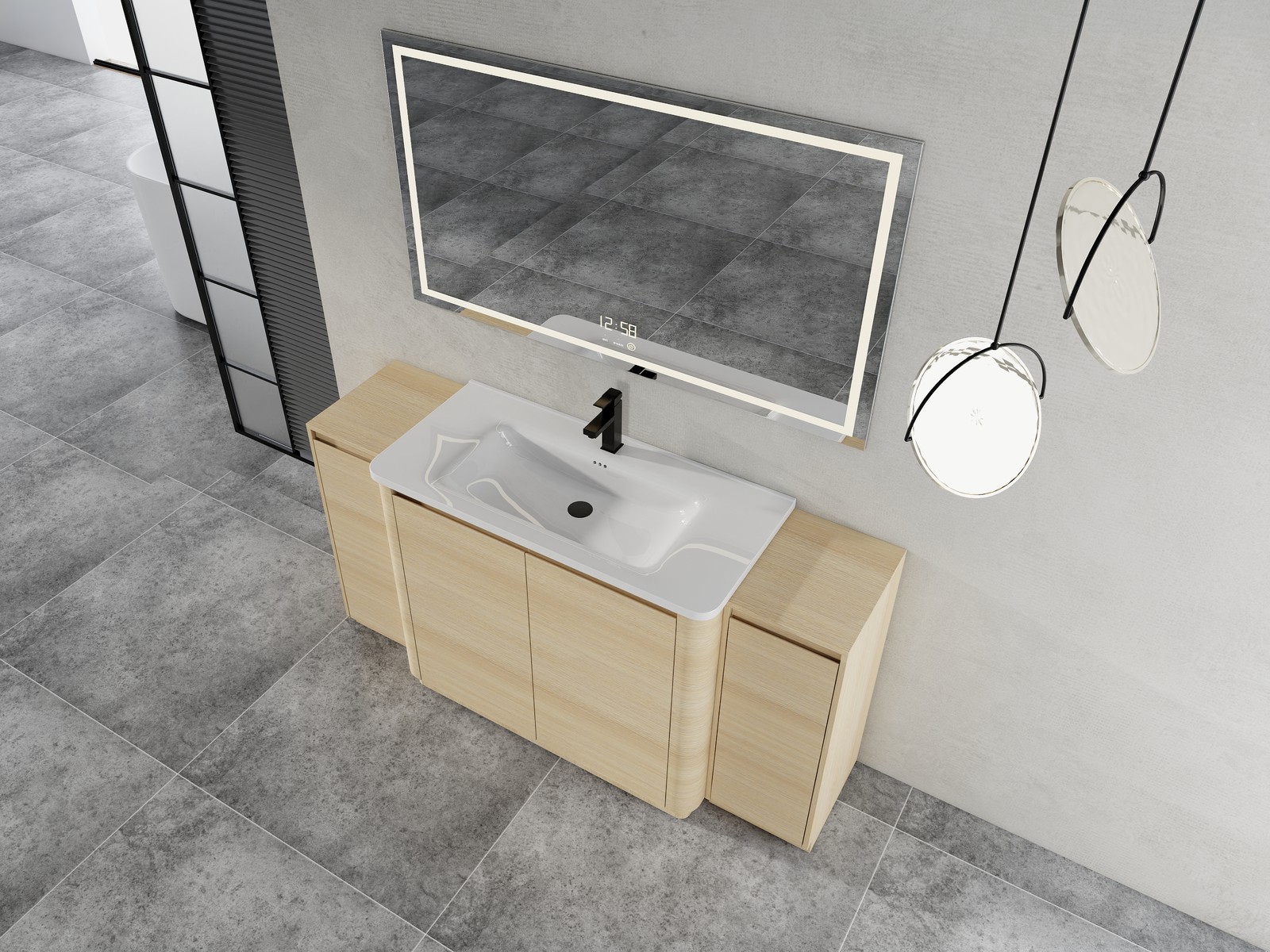 40in Plywood Freestanding Bathroom Vanity W/Ceramic Sink 2x Storage Cabinet Oak