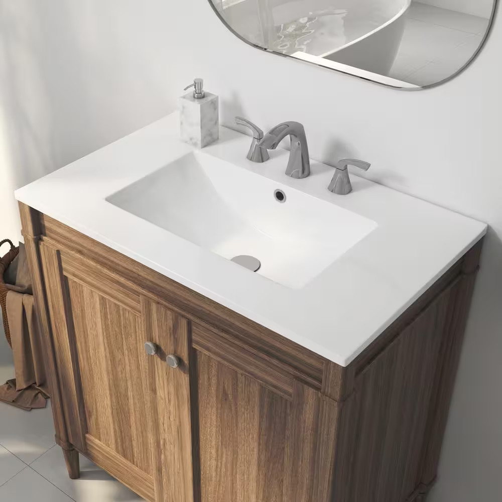 Tucson 30 In. W X 18 In. D Vitreous China Single Sink Vanity Top in White with 3
