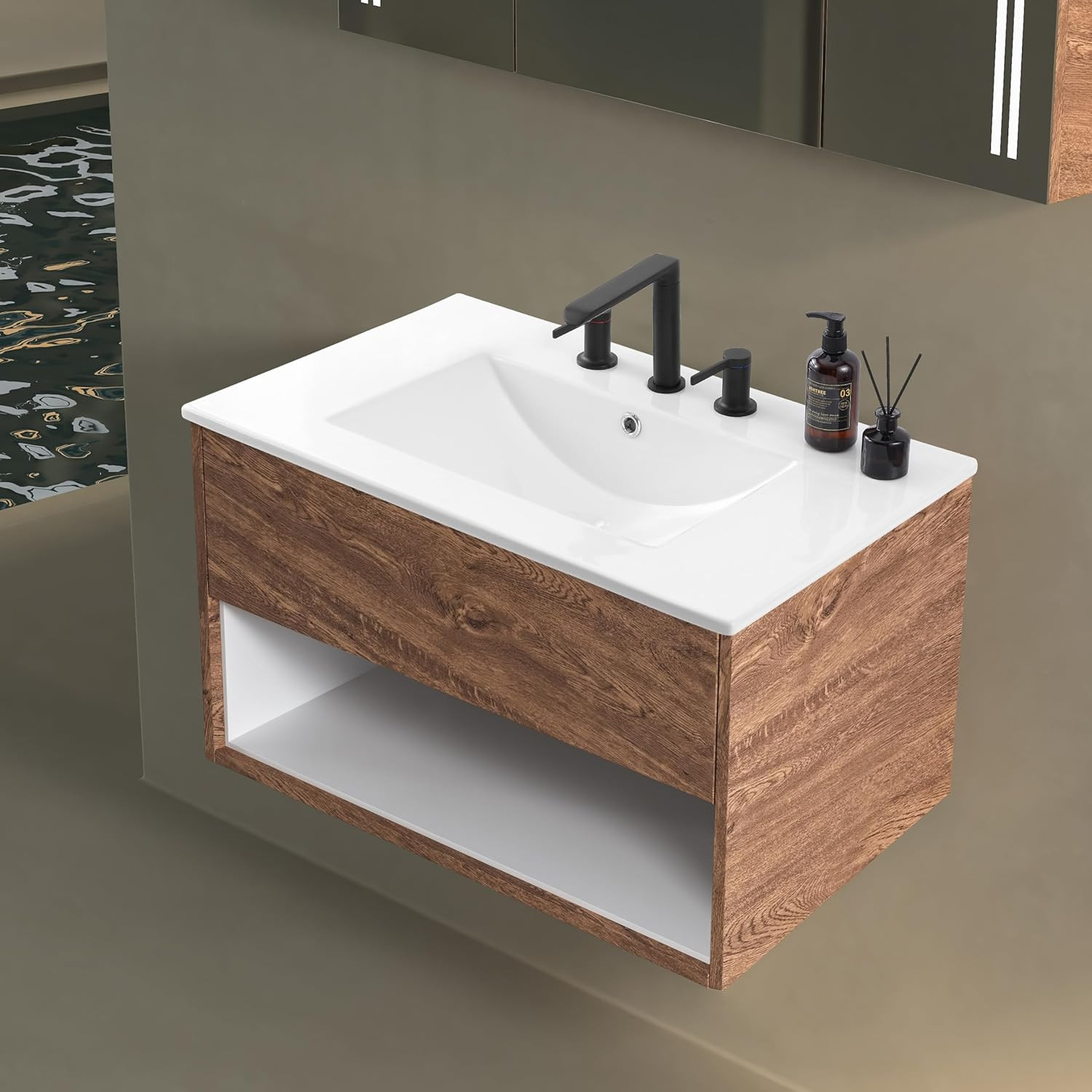 Ancillary 30 In. W X 18.25 In. D Ceramic Vanity Sink Top with 3-Hole Rectangular