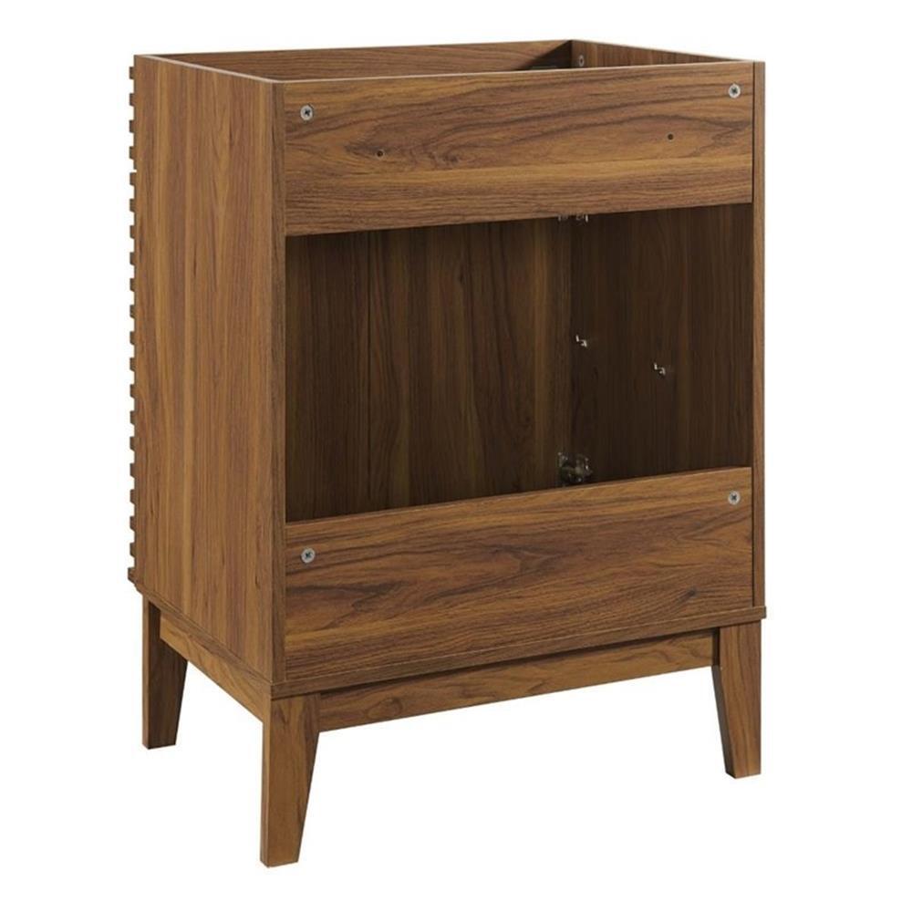 Modway Render Wooden Bathroom Vanity Cabinet in Walnut Finish