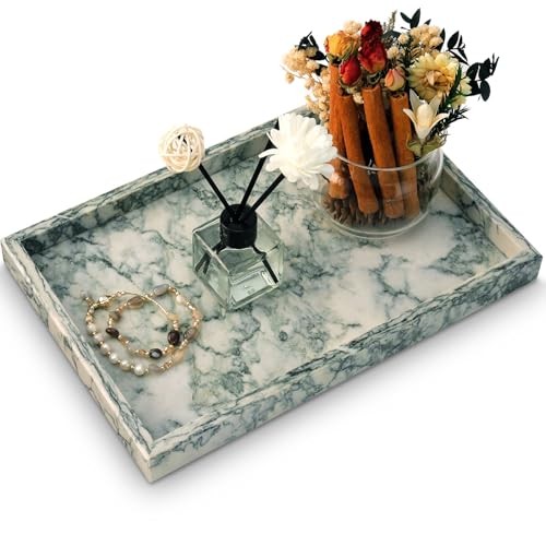 Marble Bathroom Tray,Pure Natural Vanity Tray,Marble Tray for Cyan-green