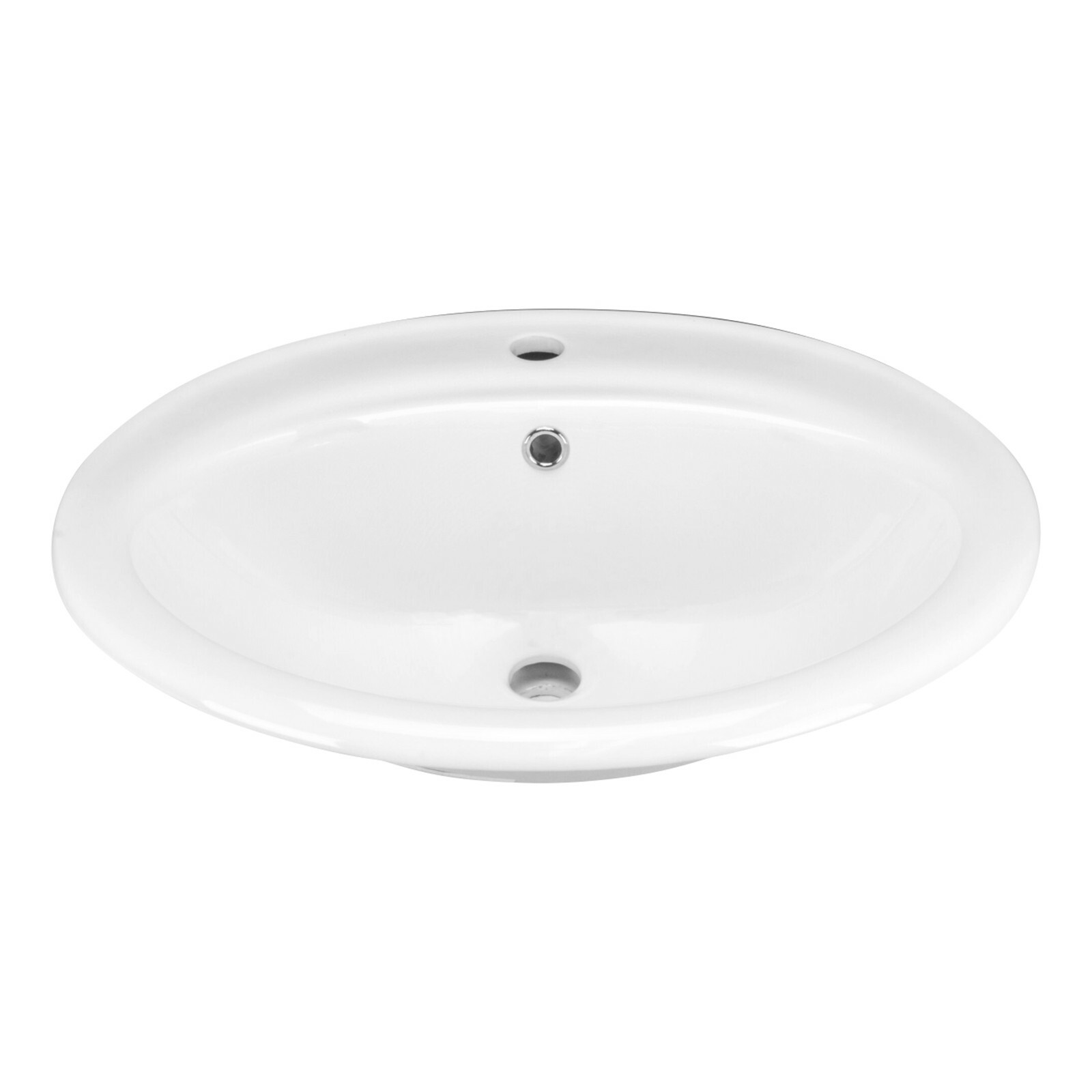 Canal Oval Shaped Drop-In Bathroom Vanity Sink 21-3/4″ X 18 5/8″ White Porcelain
