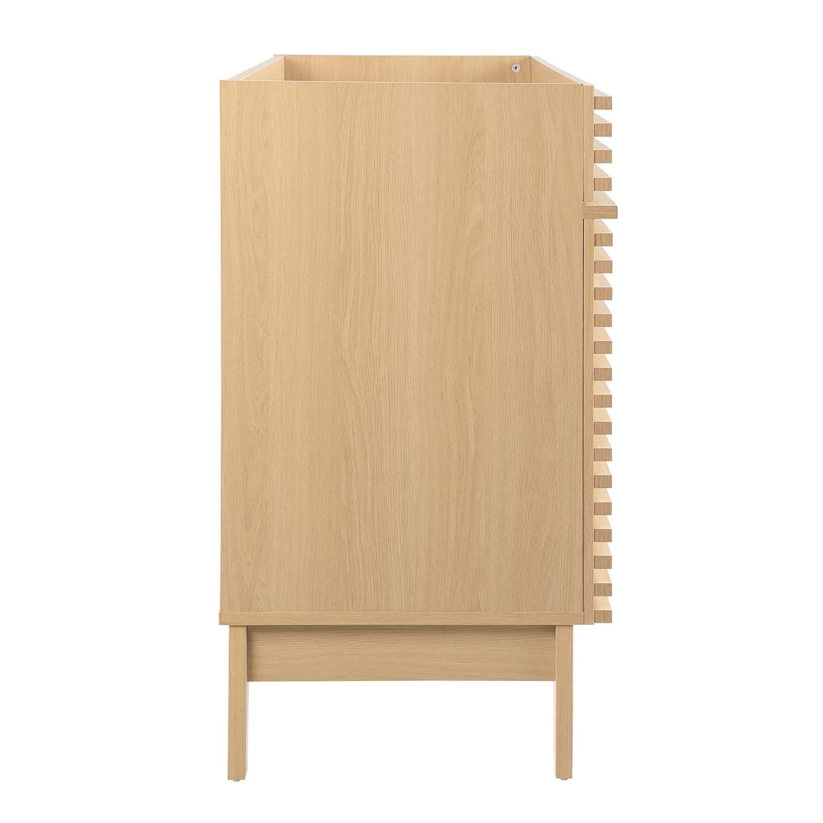 Pemberly Row 47″ Plastic and Wood Bathroom Vanity Cabinet in Oak