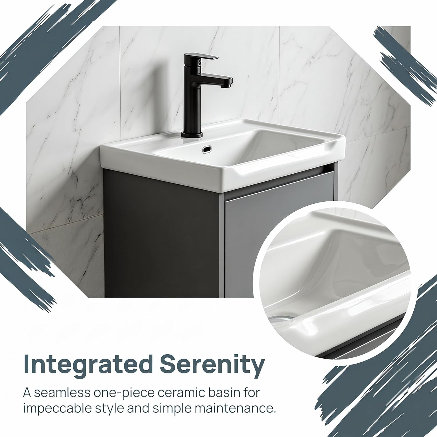 Modern-Style 17In Wall-Mounted Bathroom Vanity with a Ceramic Sink and a Compact