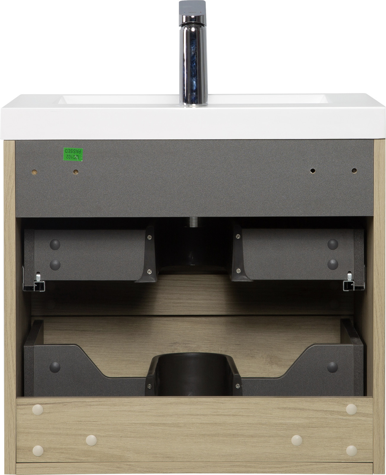 24 in Floating Wall-Mounted Bathroom Vanity 2 Drawers With Resin Top Basin Sink