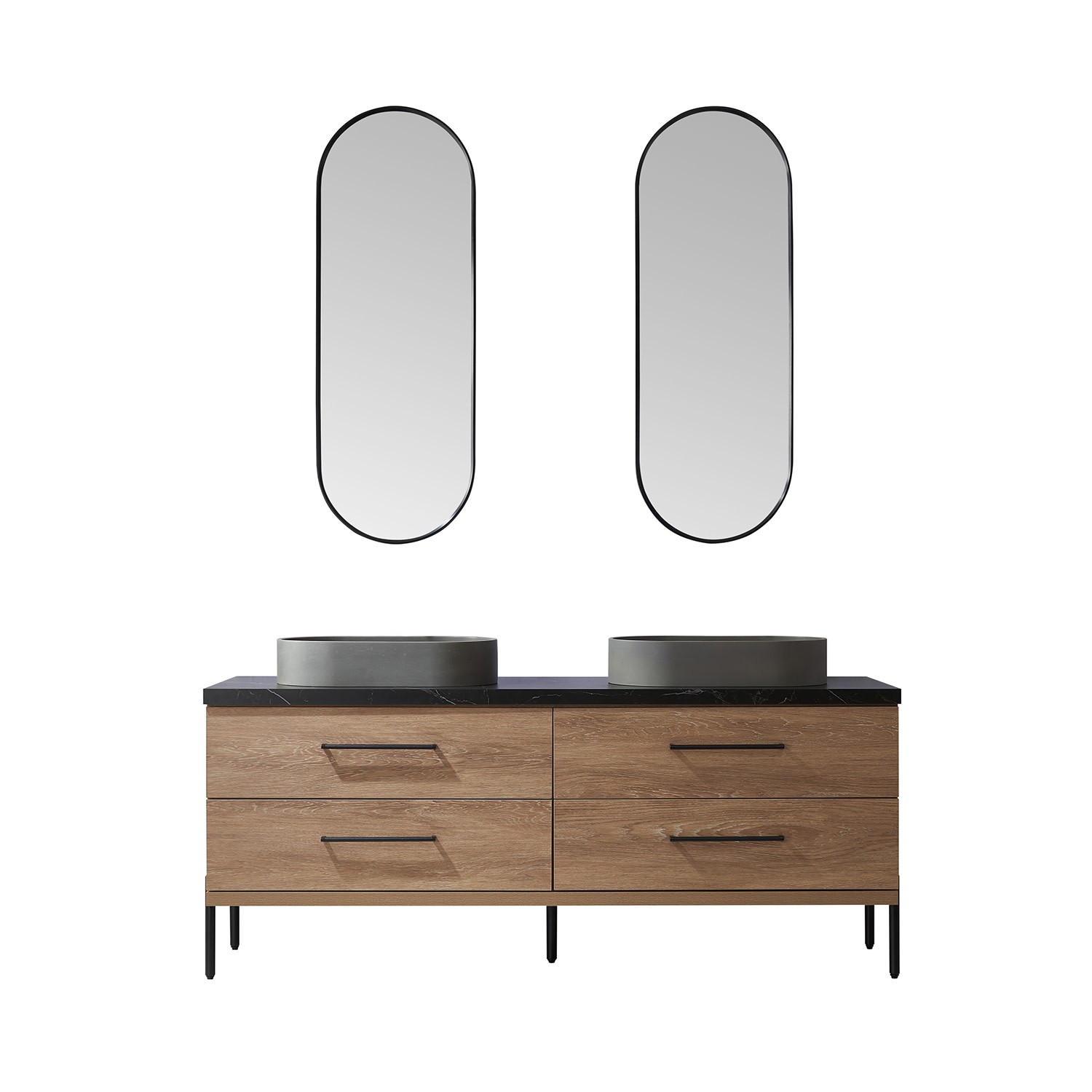 Miseno MV-705172O Trento 72″ – North American Oak / Black