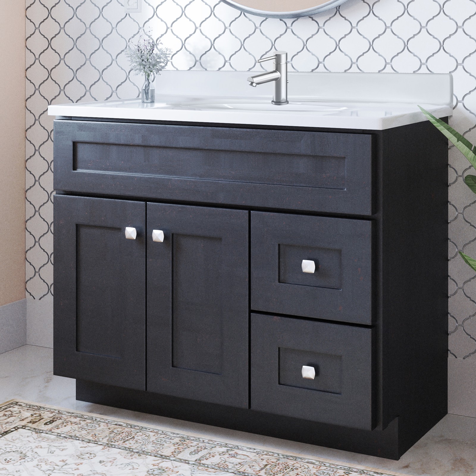 Brookings 37″ Solid Wood Vanity in Espresso with Single Hole Top Fully Assembled