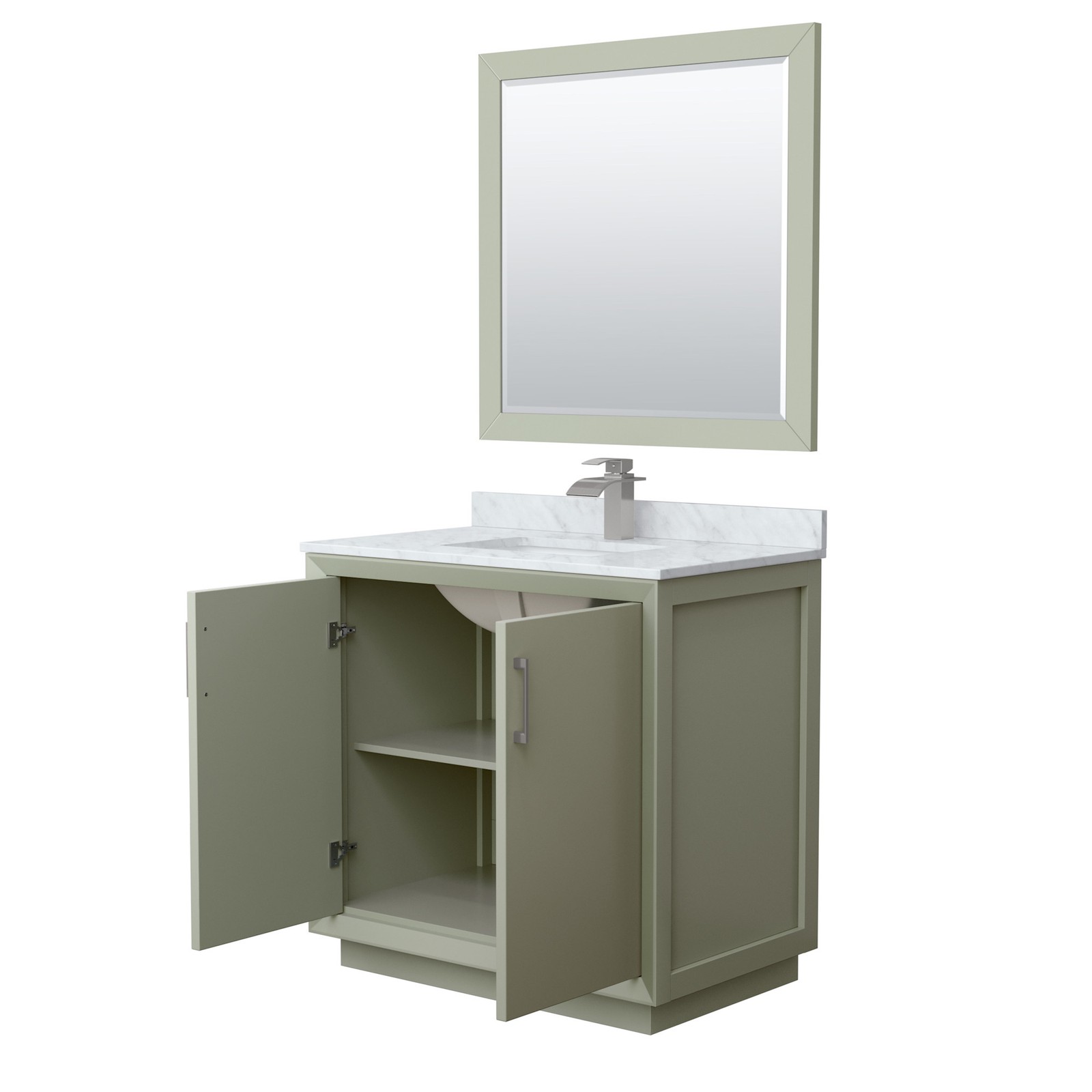 Wyndham Collection WCF414136S-NAT-UNSM34 Strada 36″ – White / Brushed Nickel