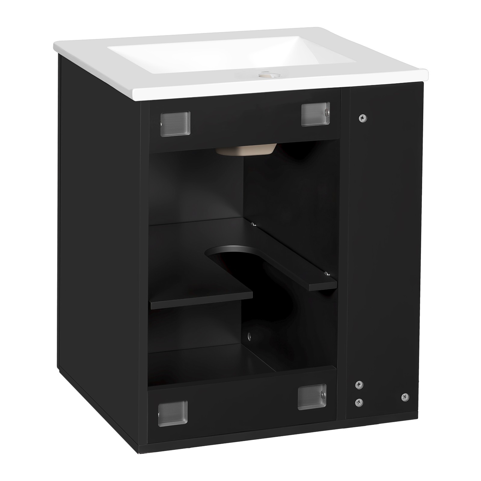 20″ Wall Mounted Bathroom Vanity Storage Cabinet With Sink Door Open Shelves
