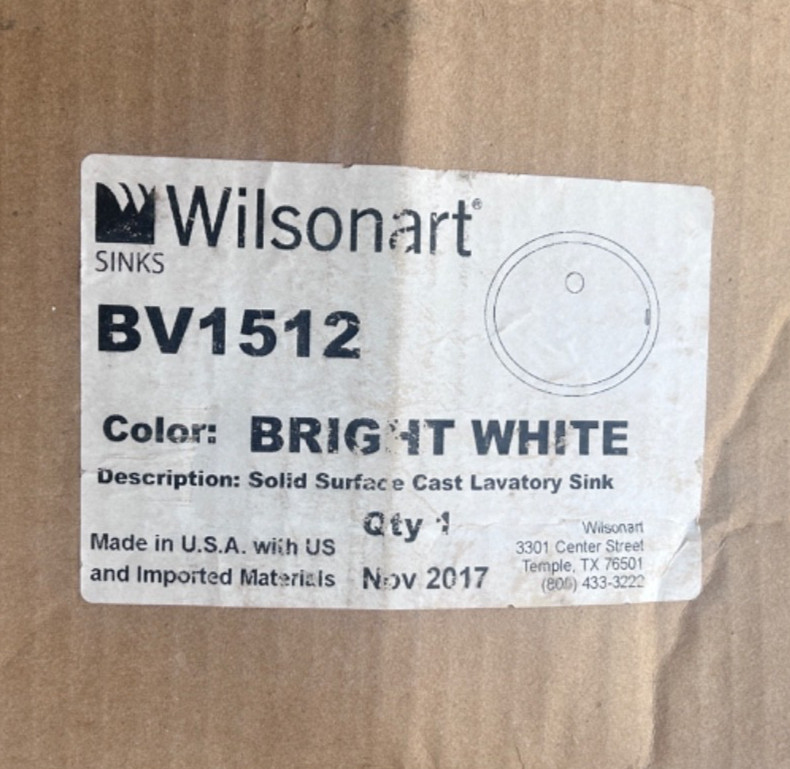 Wilsonart Oval Vanity Undermount Solid Surface Sink BV1512 Bright White Overflow