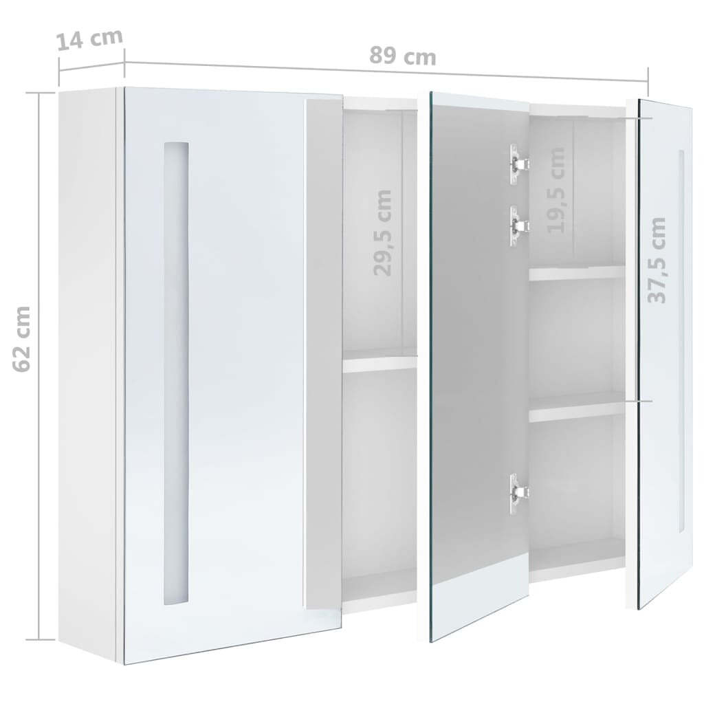 LED Bathroom Mirror Cabinet 35″x5.5″x24.4″ Shining White