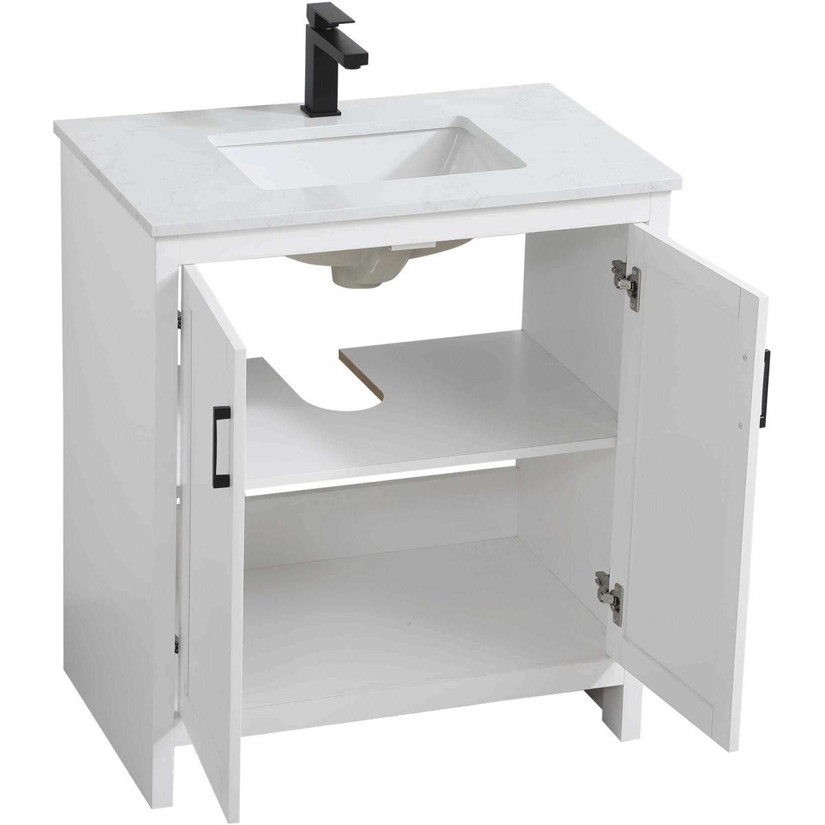 Elegant Lighting VF25130MWH Finnley 30 X 34 inch White Bathroom Vanity Cabinet