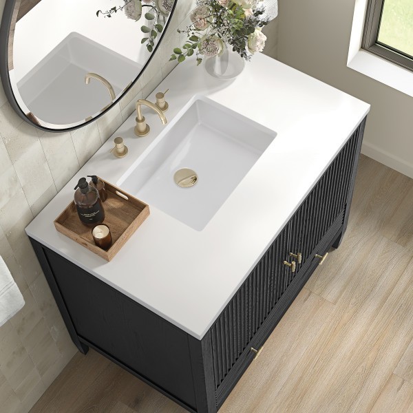 36″ James Martin Myrrin 485-V36-CBO-3WZ Vanity Cabinet White Zeus Silestone Top
