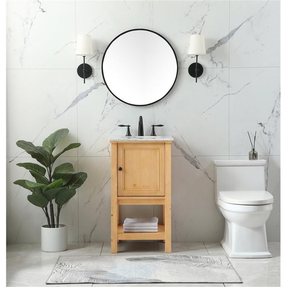 Elegant Decor Metropolis 19″ Aluminum MDF Single Bathroom Vanity in Natural Wood