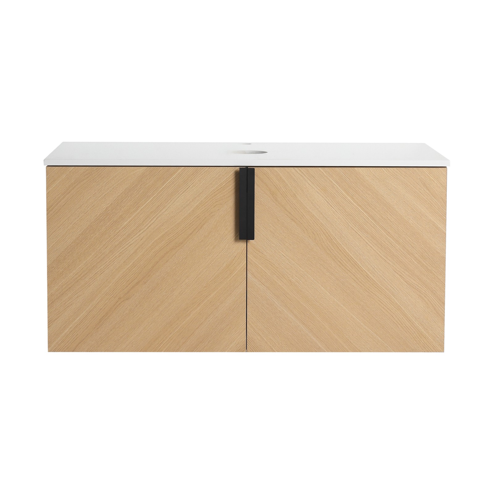 36″ Wall-Mounted Plywood Bathroom Vanity With Top Artificial Stone Slab 2 Doors