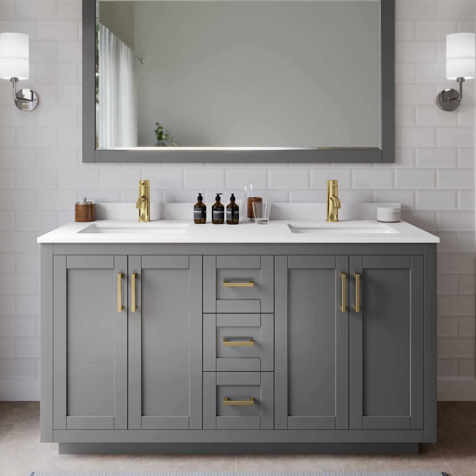 Wyndham Collection WCF2929-60D-VCA-MXX Miranda 60″ – Dark Gray / White Cultured