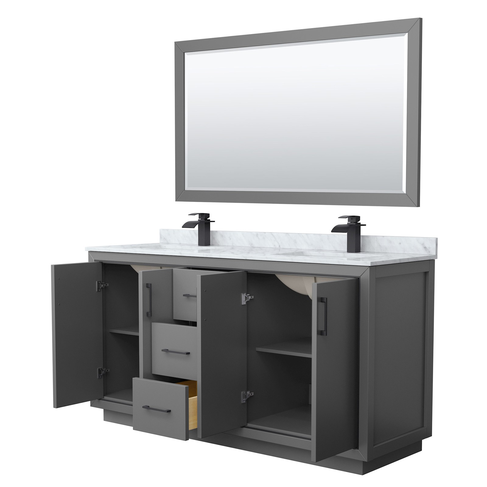 Wyndham Collection WCF1111-66D-NAT-M58 Icon 66″ – Dark Gray / Brushed Nickel