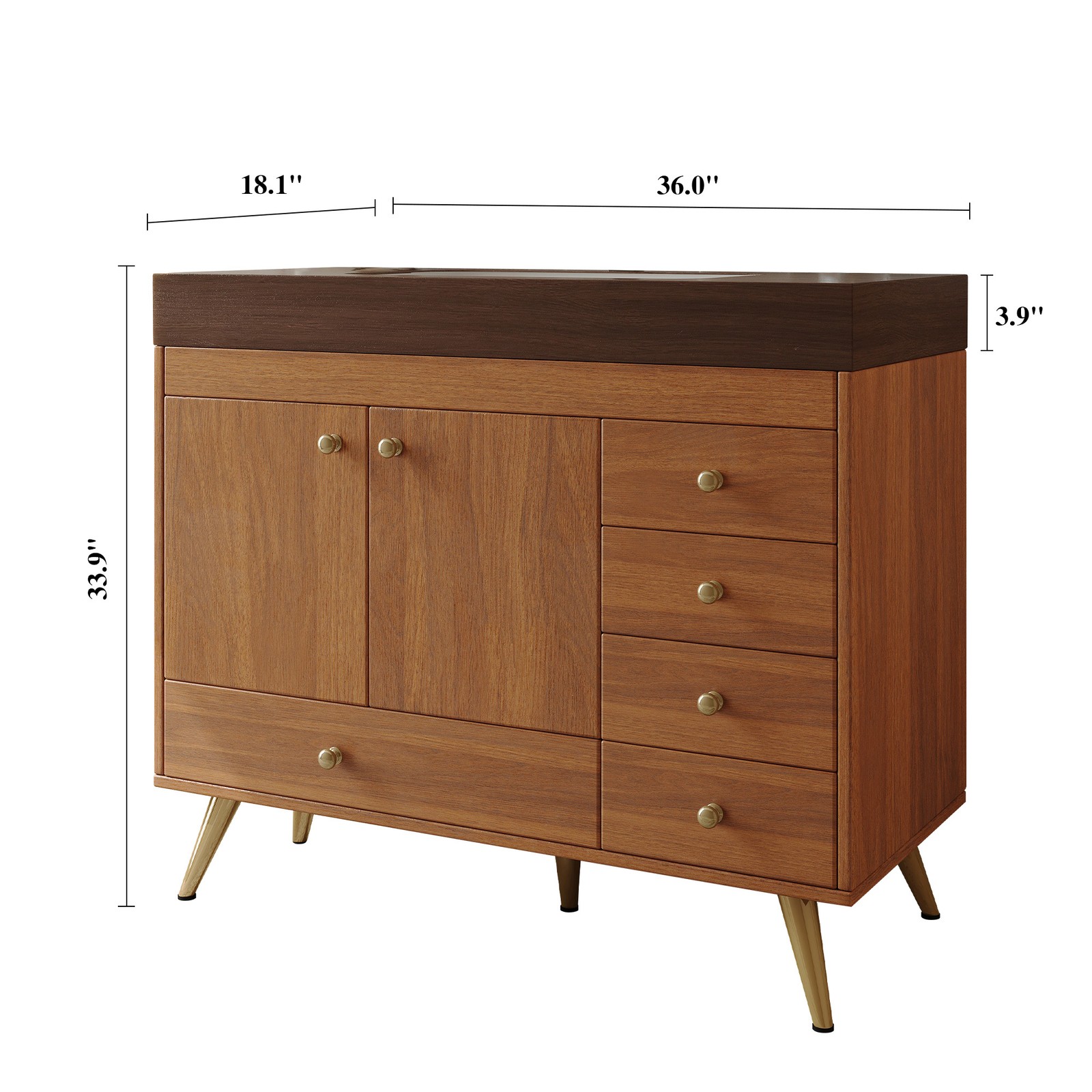 36″ Freestanding Bathroom Vanity with Faux Marble Top & Ceramic Sink