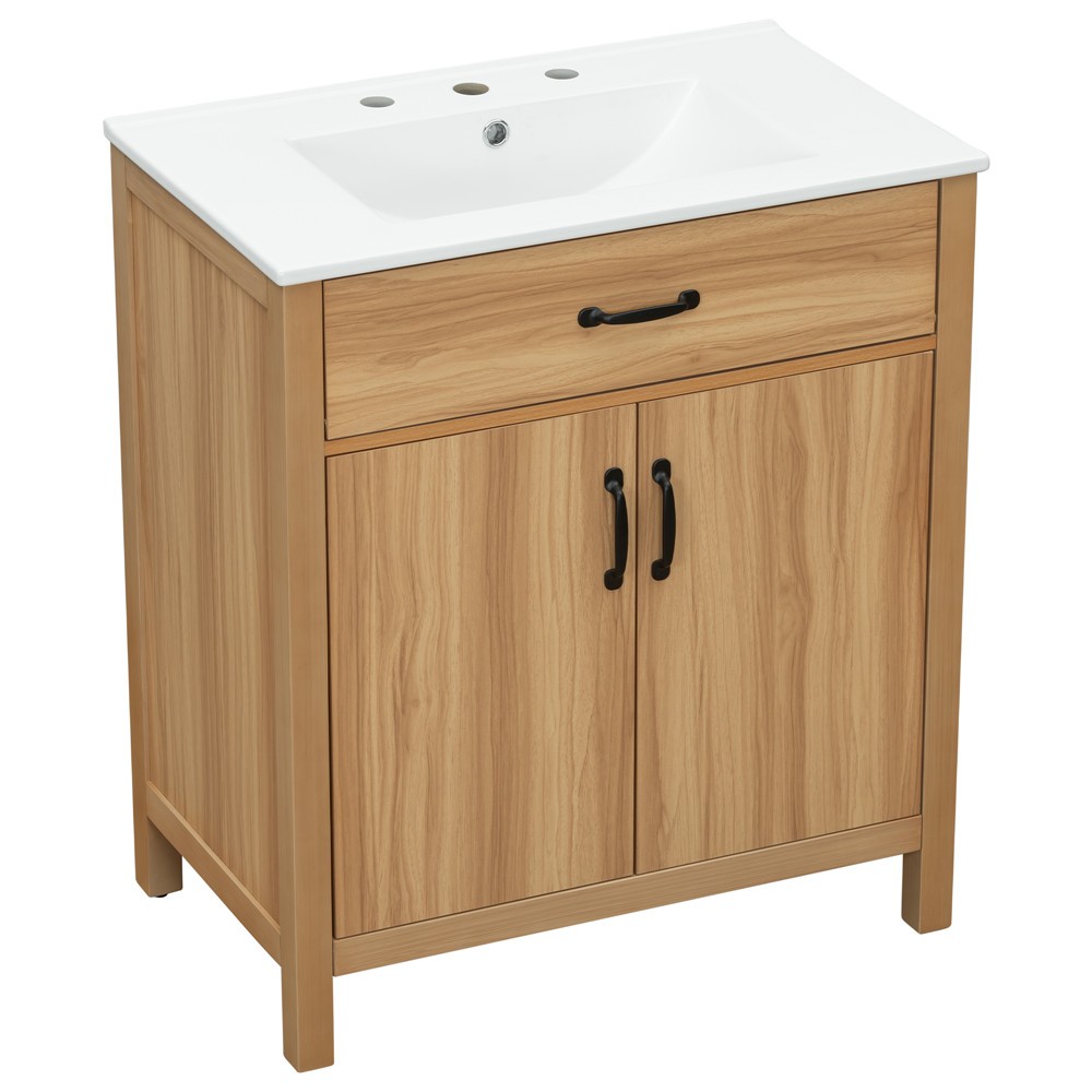 24″ 30″ Bathroom Vanity w/Sink, Freestanding Vanity Storage Door Cabinet, Drawer