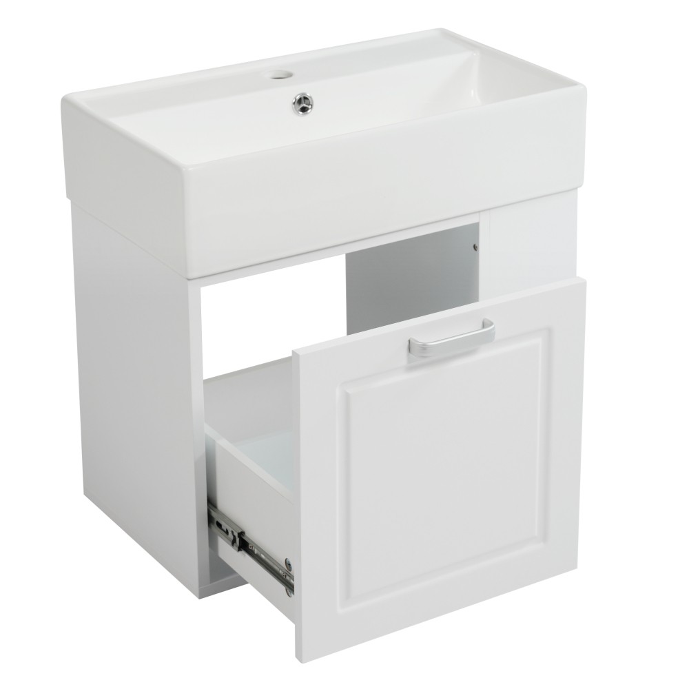 Wall-Mounted Bathroom Vanity with Sink Adjustable Shelves Soft-Close Mechanism