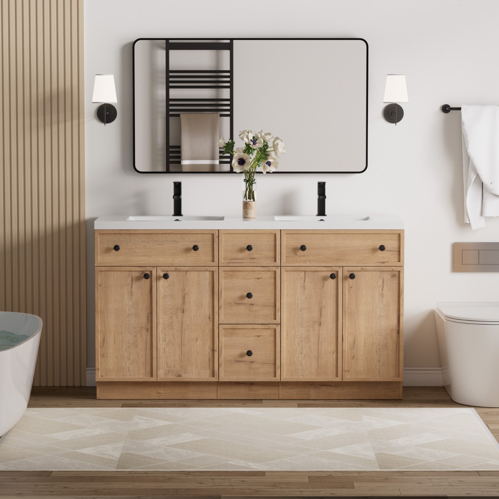 36″/ 48″/ 60″ /72″ Bathroom Vanity Set W/Drop in Sink Faucet Cabinet Combo