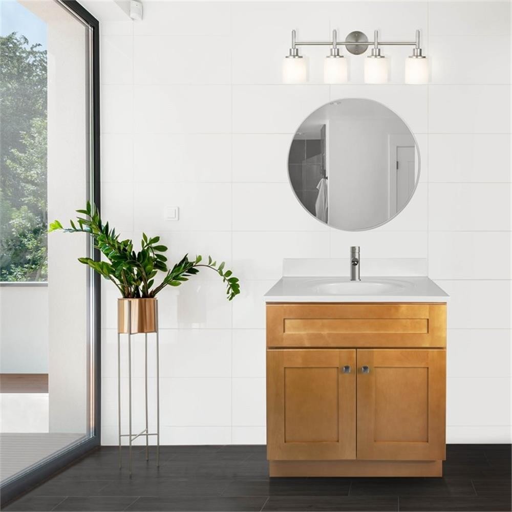 Design House Brookings 31″ Marble Bathroom Vanity with Single Hole in Birch