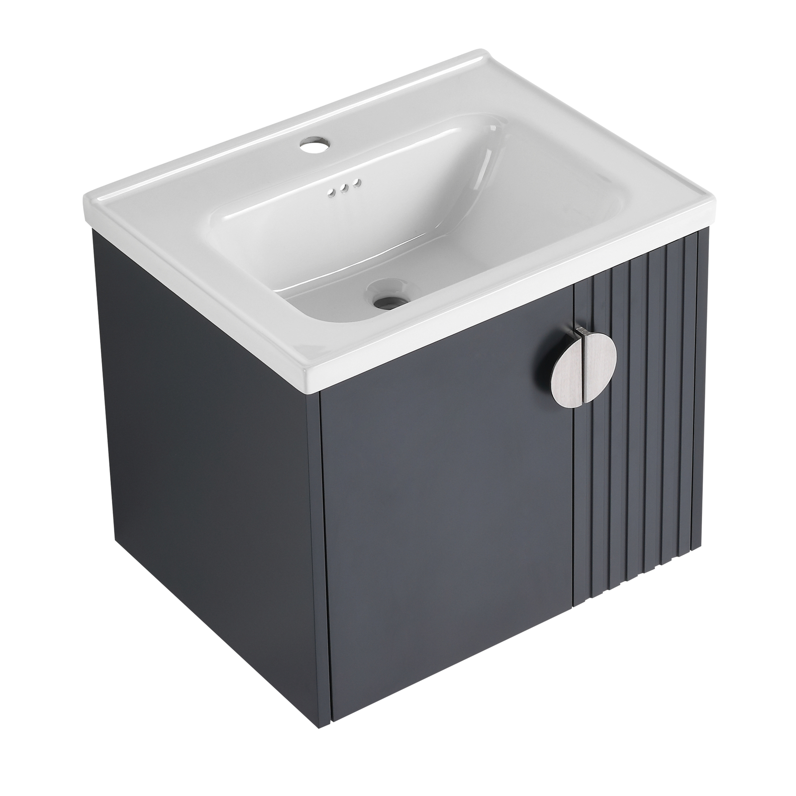 24”Wood Wall Mounted Floating Bathroom Vanity with Sink For Small Bathroom Black