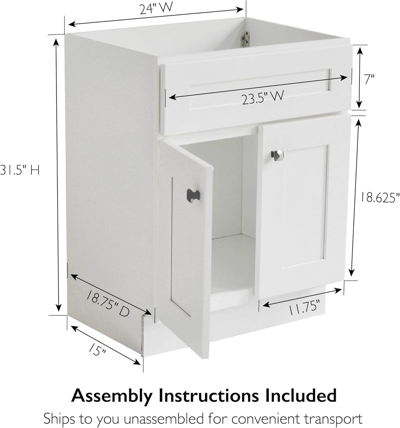 Brookings 24 Inch Bathroom Vanity, Ready to Assemble, Solid Wood, Sherwin Willia