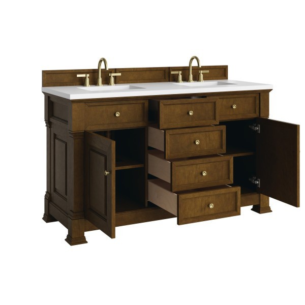 60″ James Martin Brookfield 547-V60D-HNO-3WZ Double Vanity Cabinet White ZeusTop