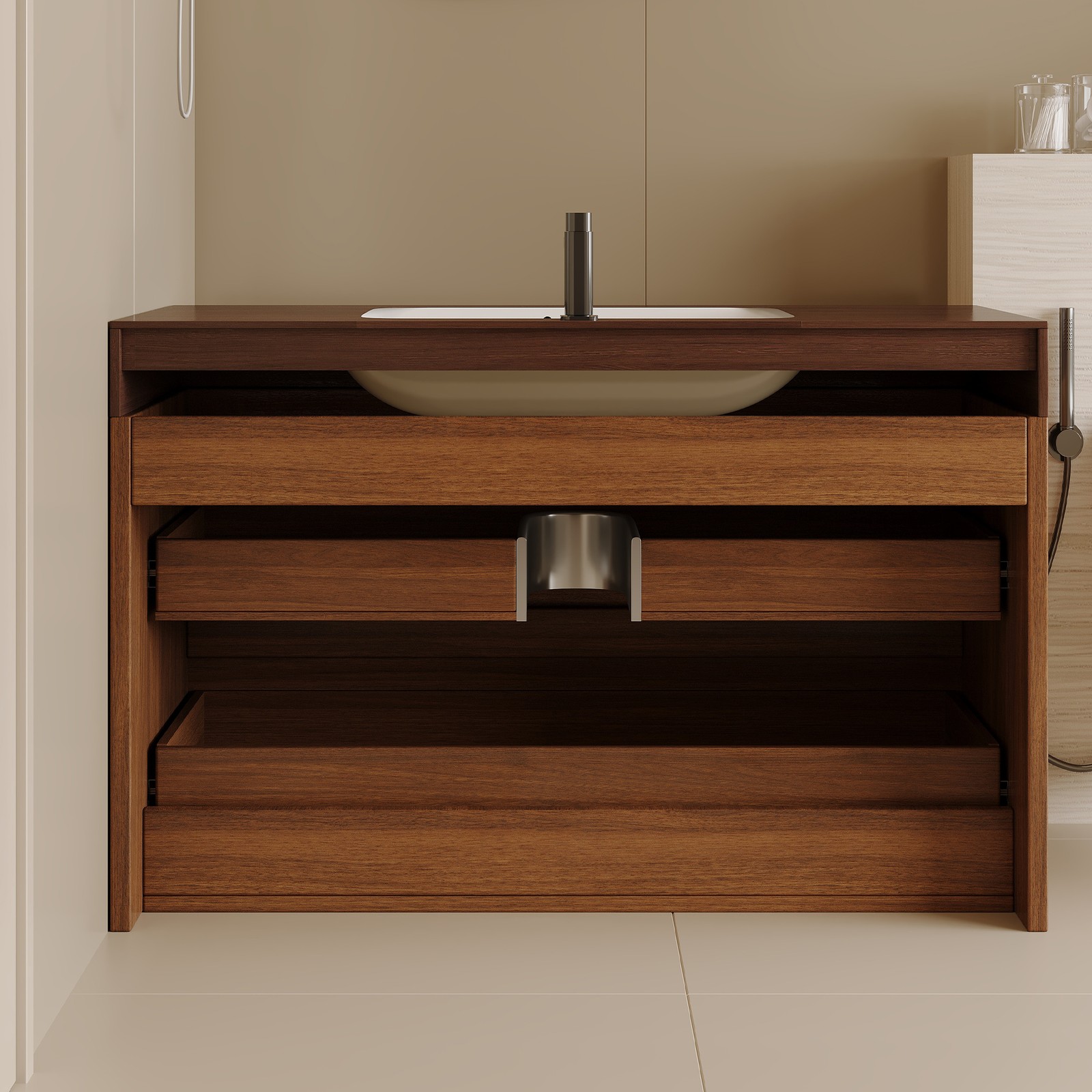 29.9″ Floating Bathroom Vanity with Marble Top and Ceramic Sink