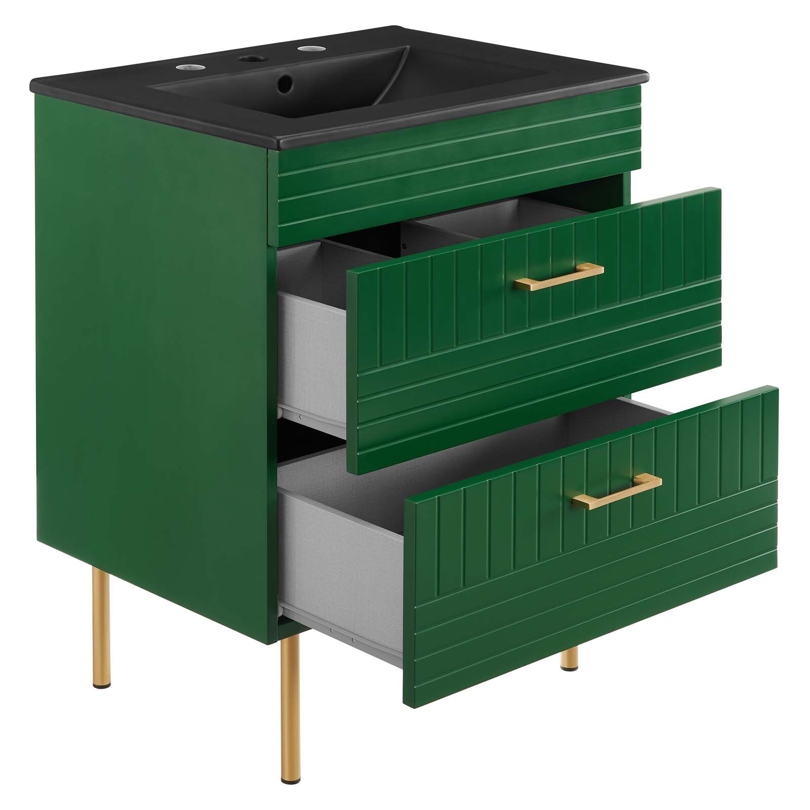 Modway Daybreak 24″ Wall-Mount Bathroom Vanity in Green Black